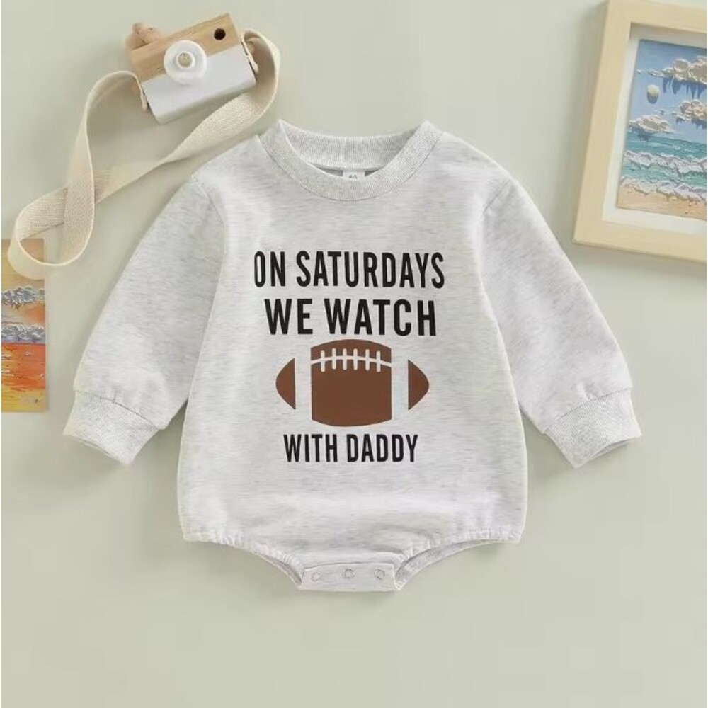 New Boutique On Saturdys We Watch Football with Daddy Baby Romper, 0-3M